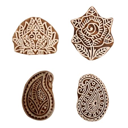 Set of 4 Piece New Mix Wooden Printing Block